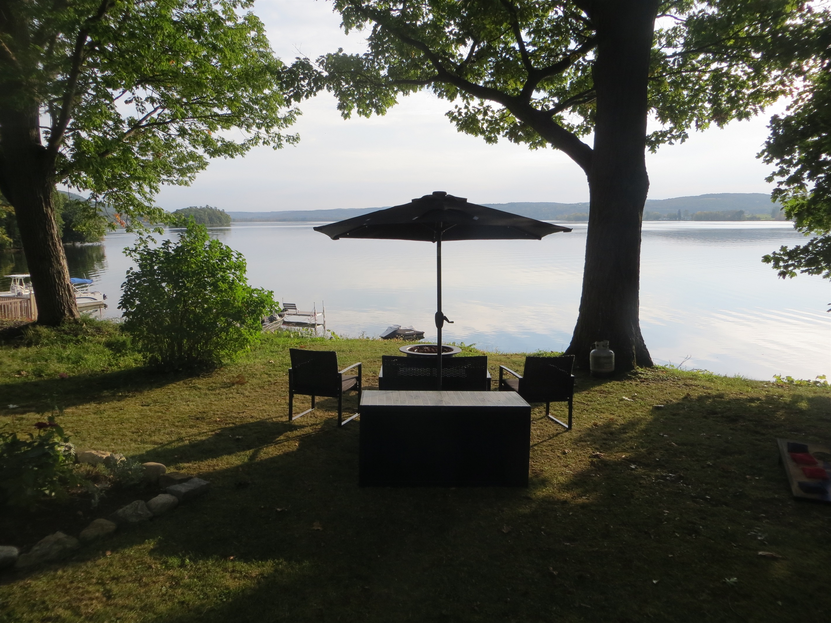 Firepit overlooking the water