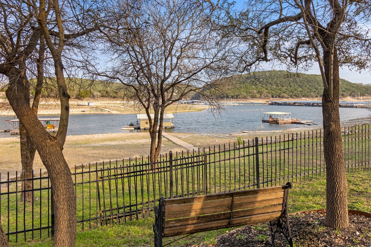 Take it in with your bench side view of the lake!