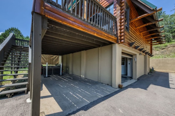 Park your car in the shaded garage located below the cabin, offering protection from the elements and easy access to your stay!