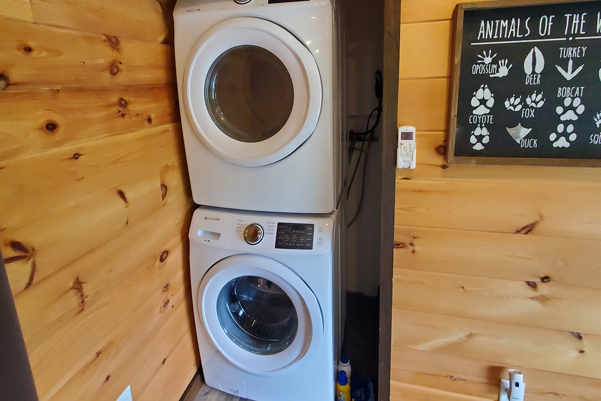 Full size washer and dryer, soap and dryer sheets provided