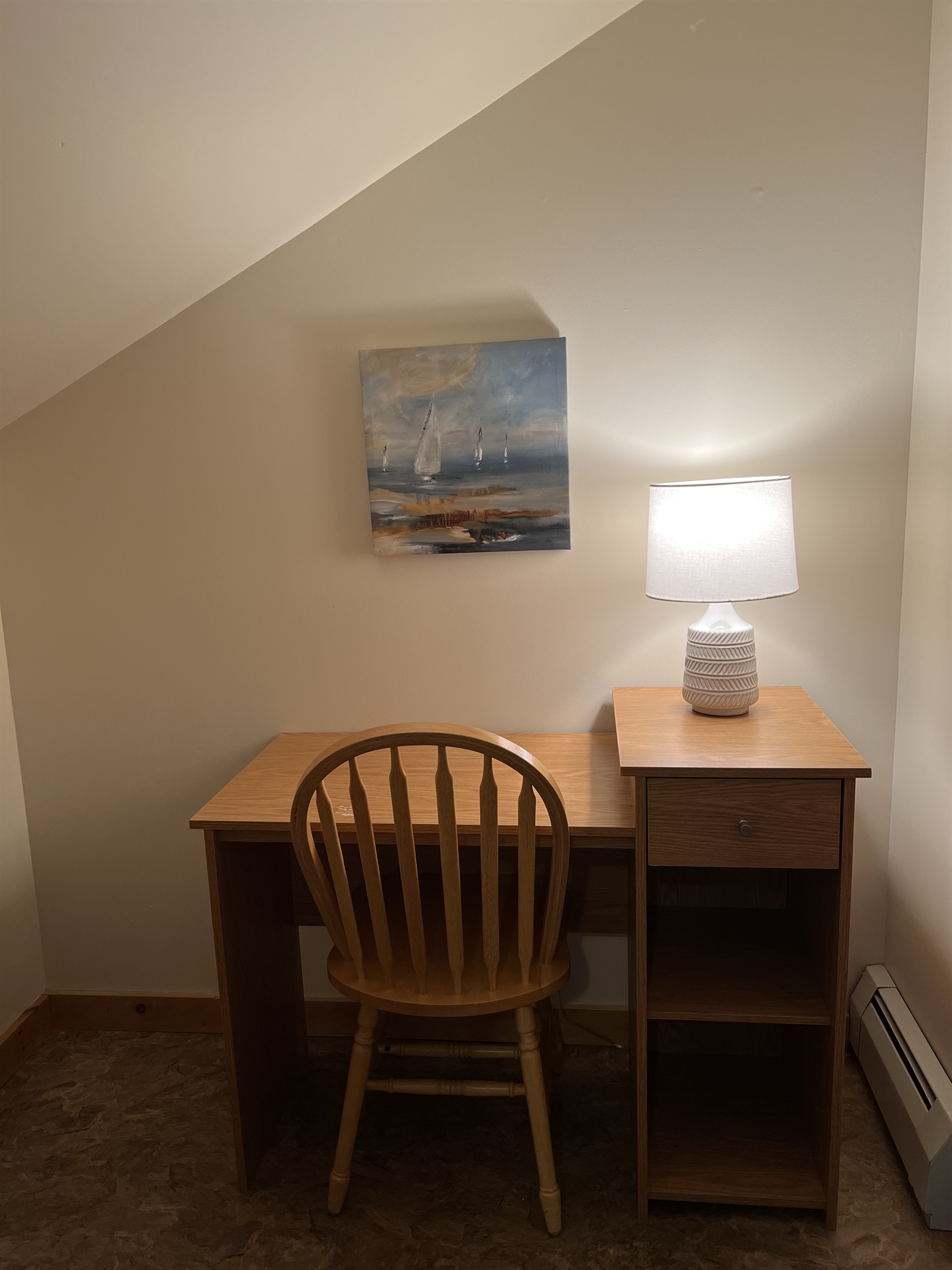 A desk area can come in handy.