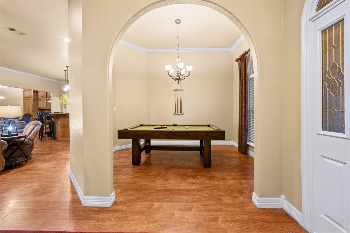 Game room entrance with open layout.