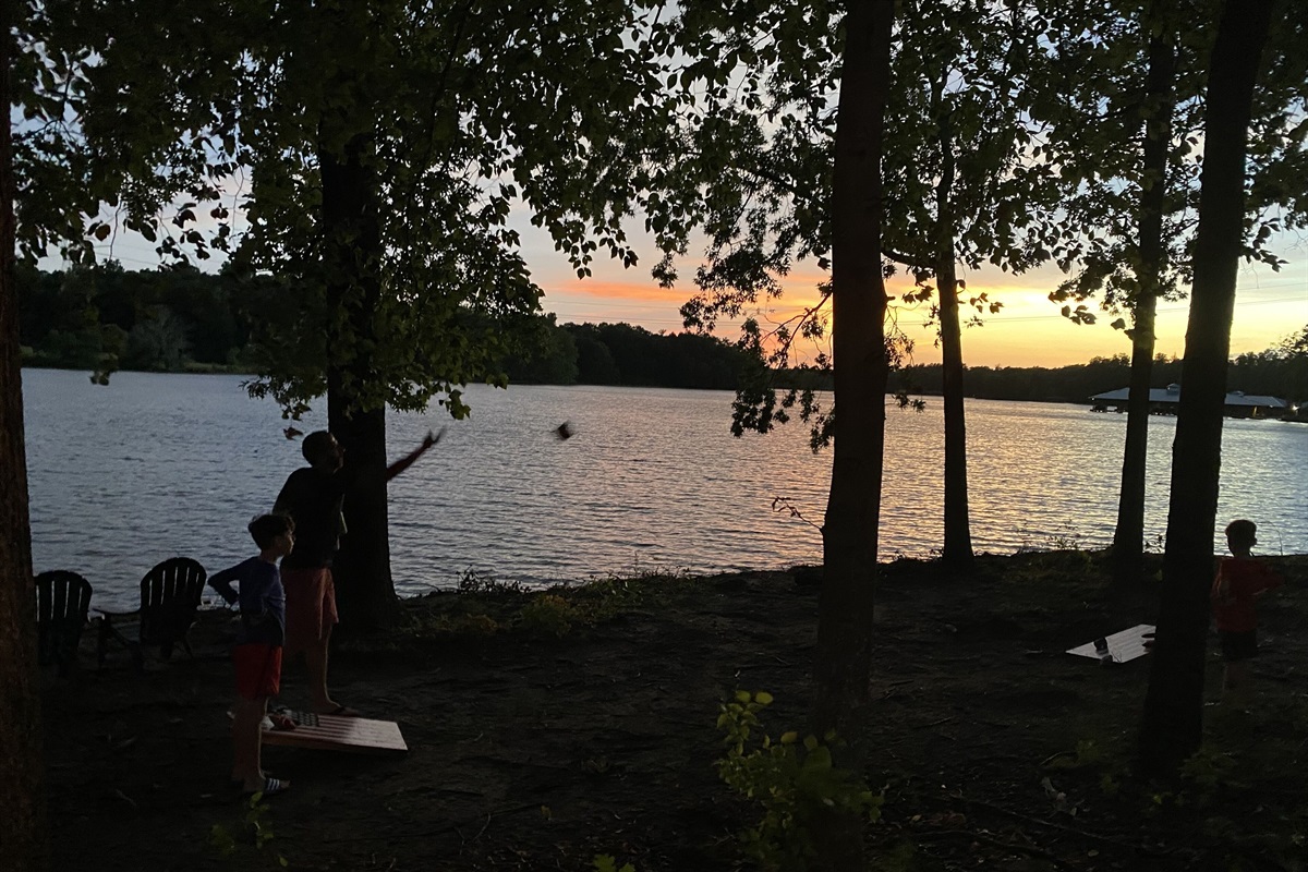 Evening activities on the lake.  Private location on the lake.
