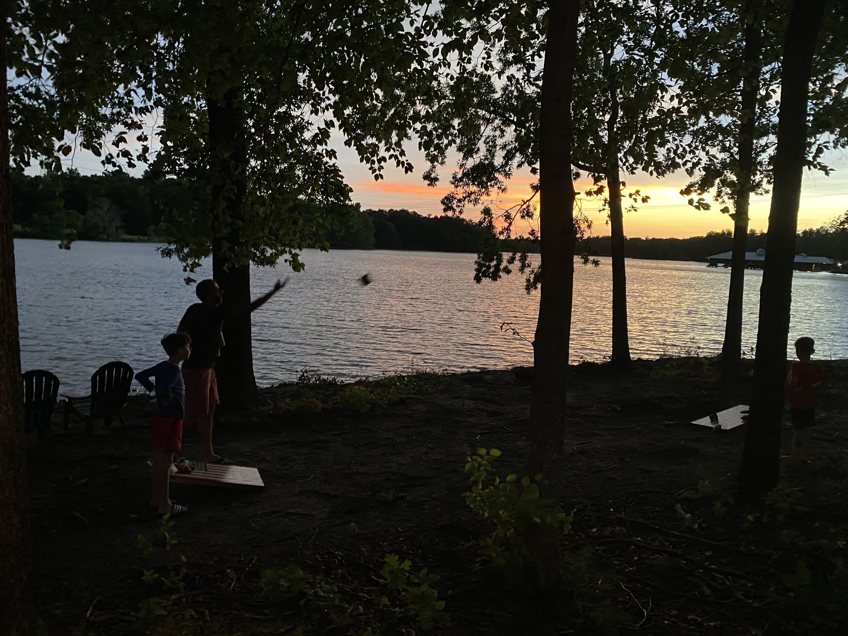 Evening activities on the lake.  Private location on the lake.