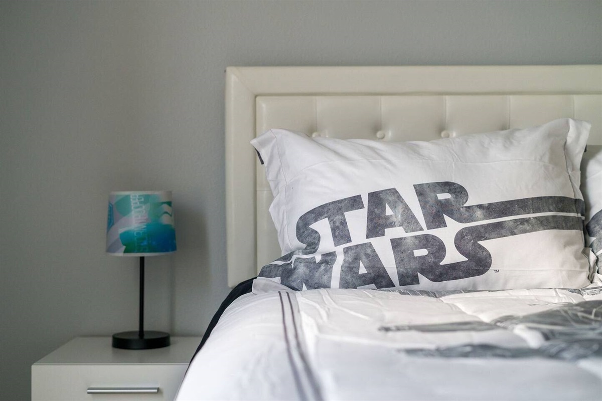 This fun Star Wars Bedroom is at the second floor, and has one Queen size bed.