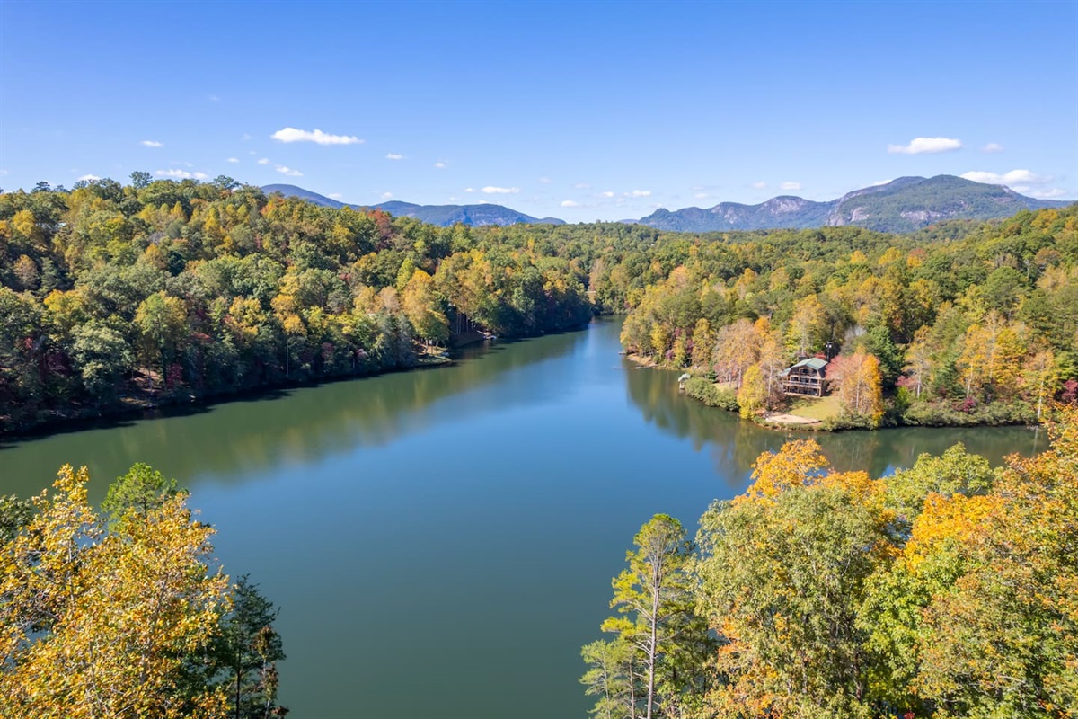 Mountain and lake view from cabin
