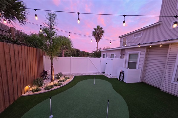 View of the new putting green and additional seating options