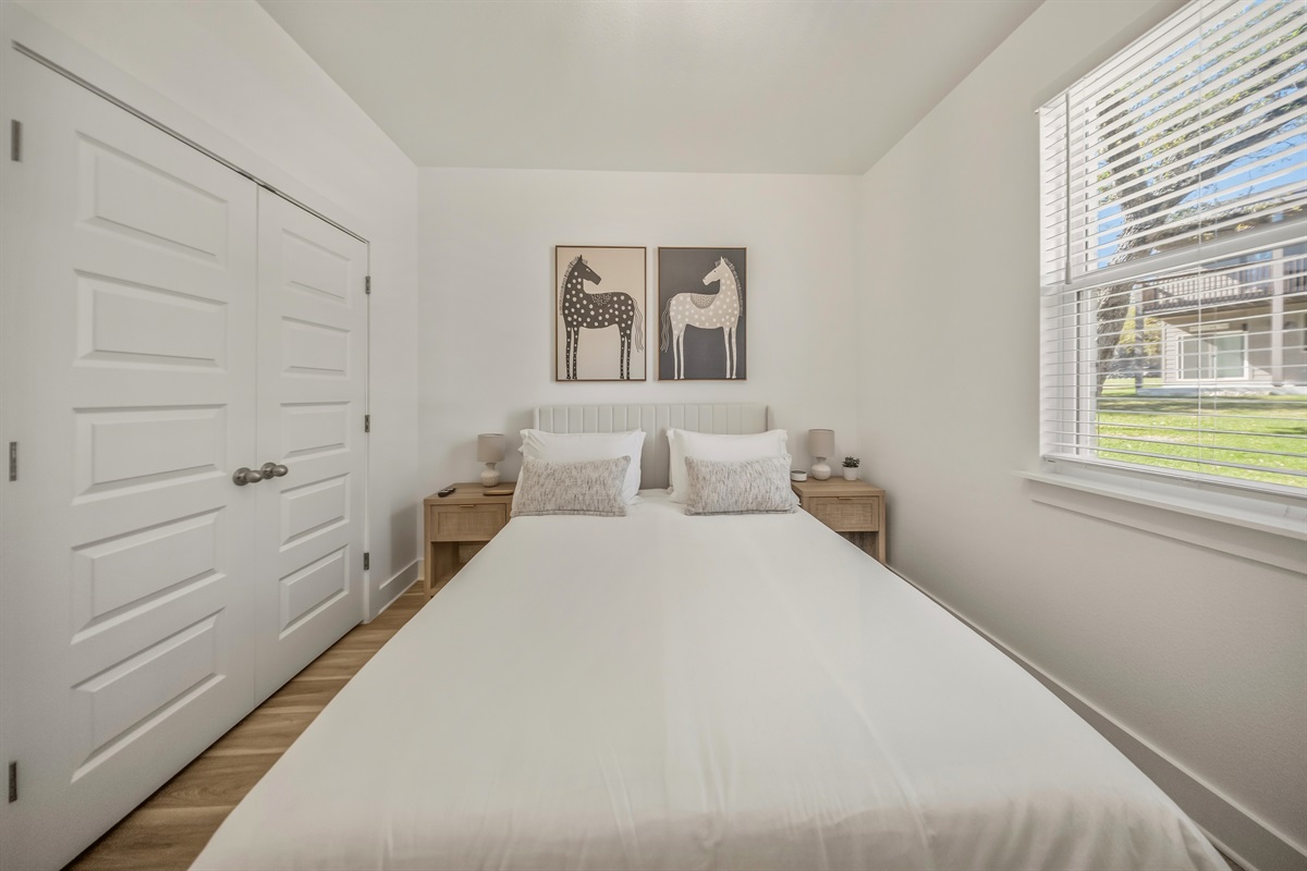 Comfortable queen bedroom for guests