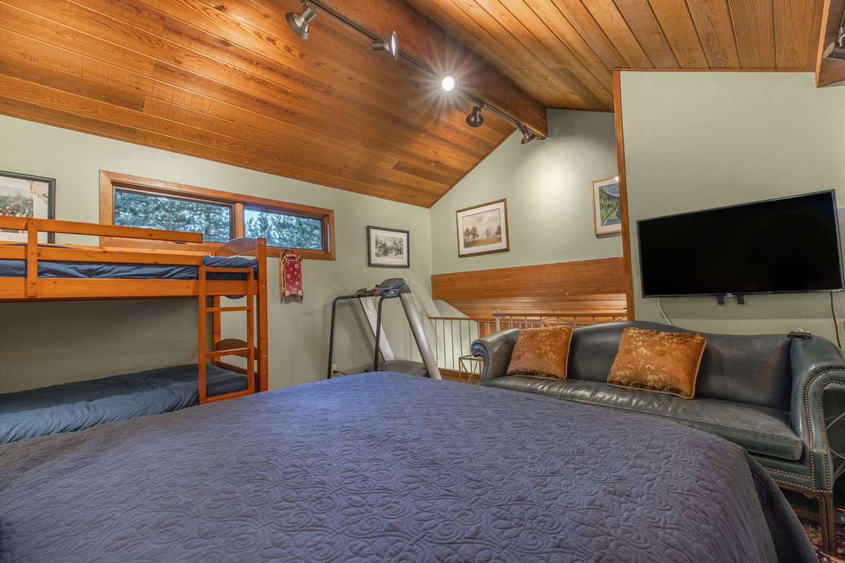 Loft lounge with bunk beds and entertainment area