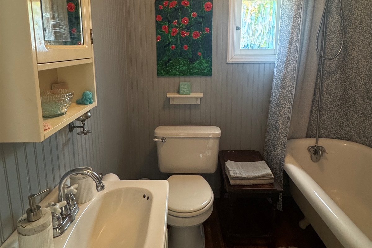 2nd floor bathroom with clawfoot tub/shower