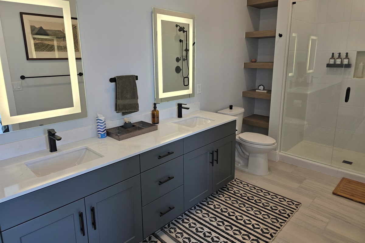 En suite bathroom with shower off the second bedroom