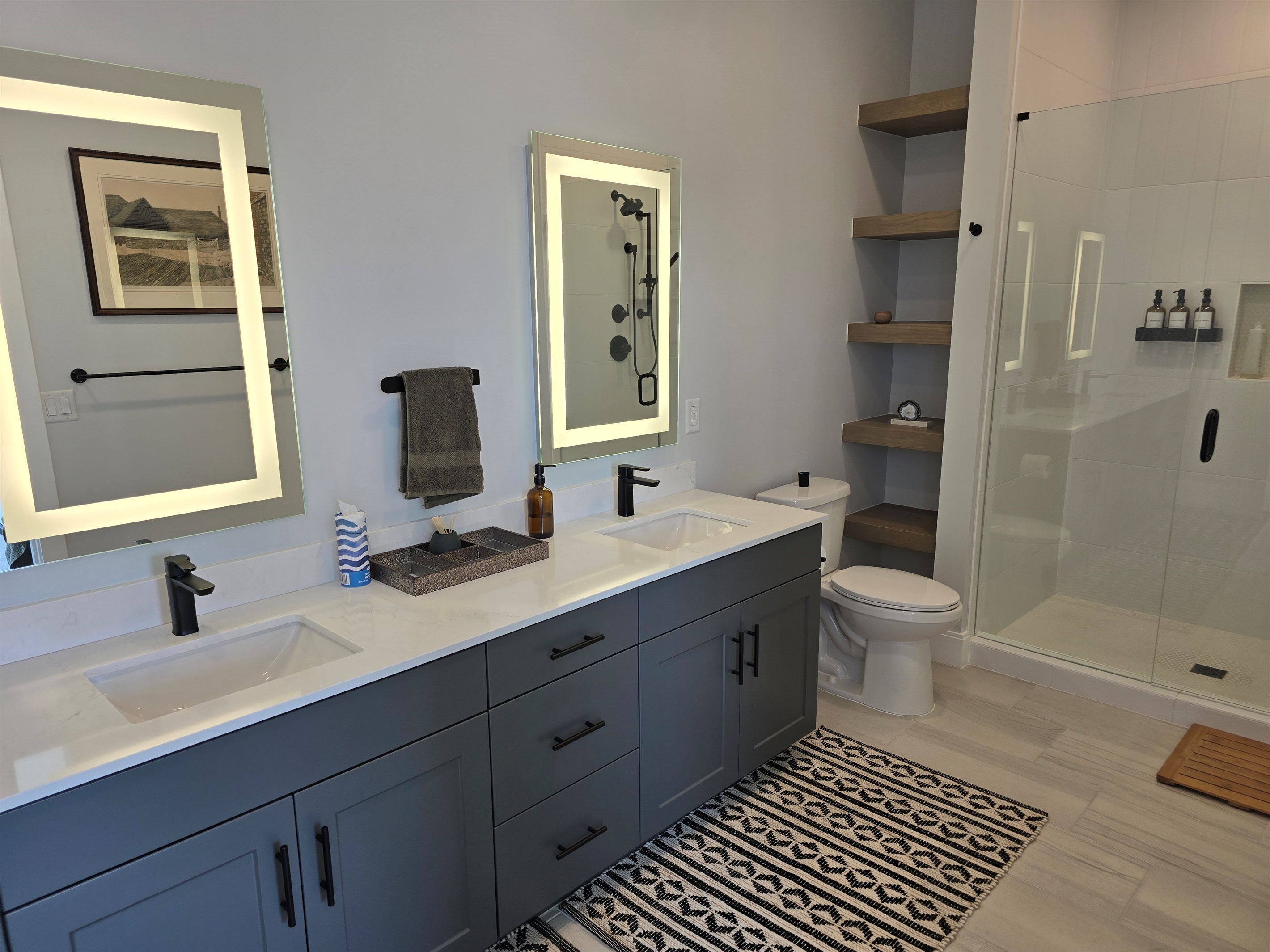 En suite bathroom with shower off the second bedroom