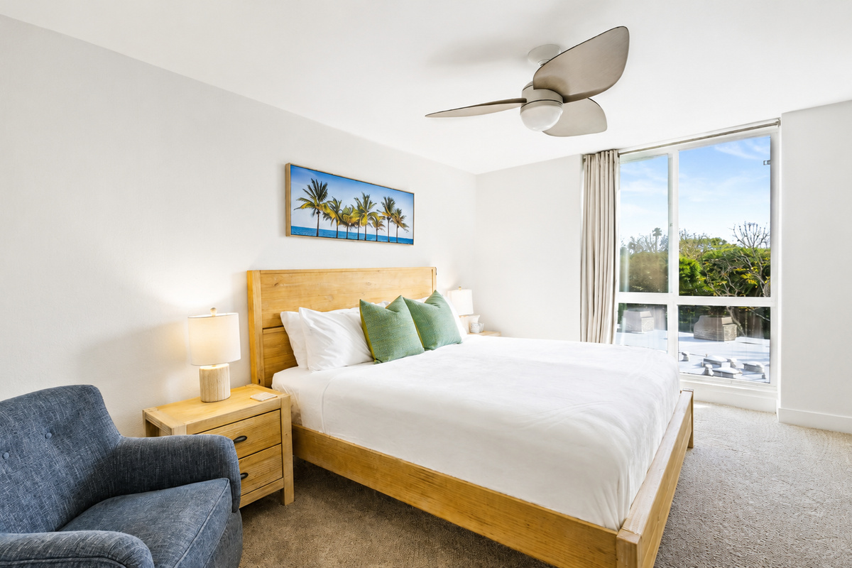 King-size bed and 50-inch smart TV