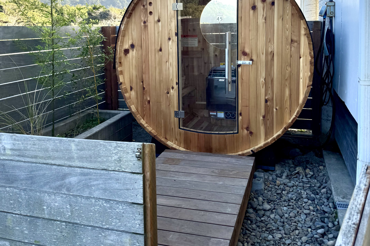 Relax in the cedar sauna