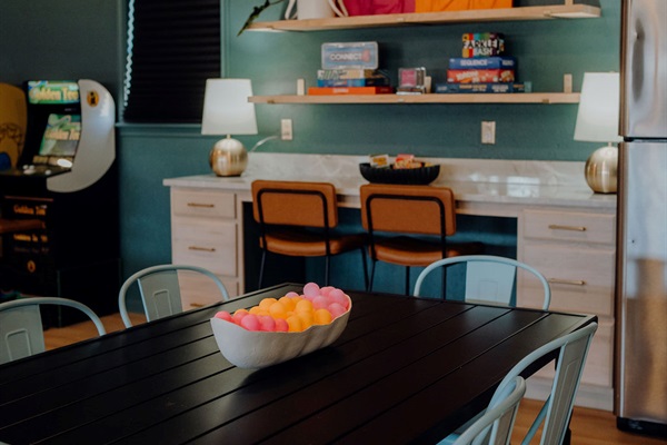 Game Room Dining Table and Bar Seating