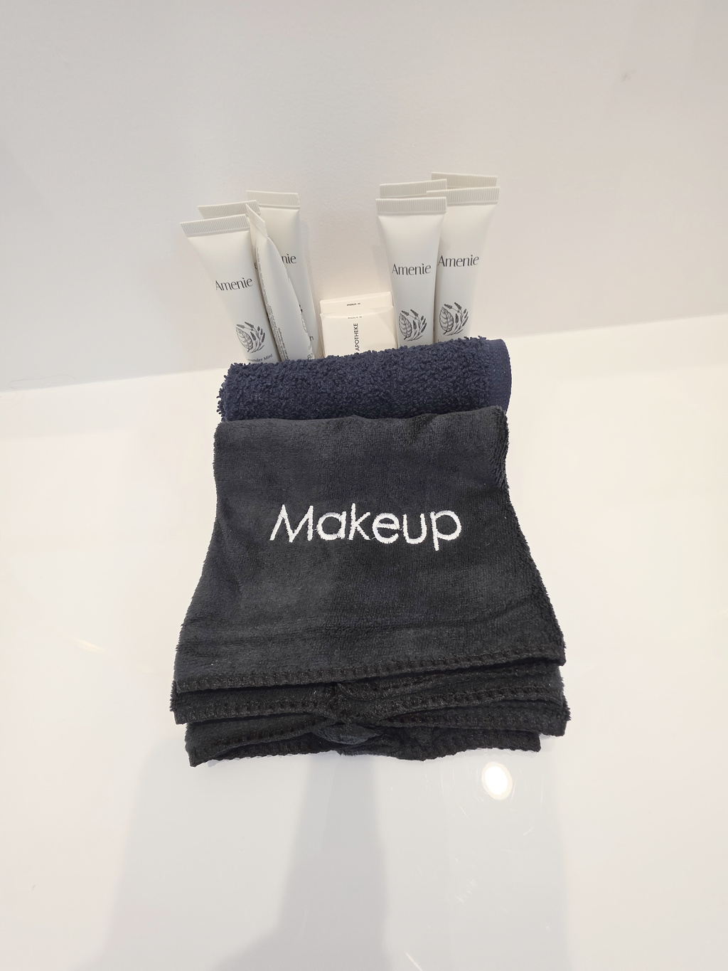 Makeup towels provided to wash your face off. 