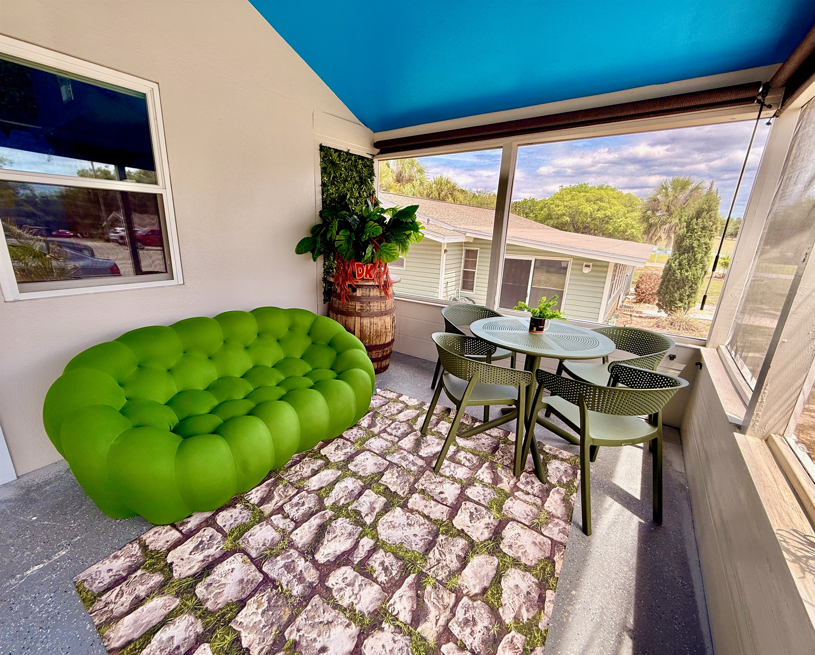 Lounge around with the shades open or closed!