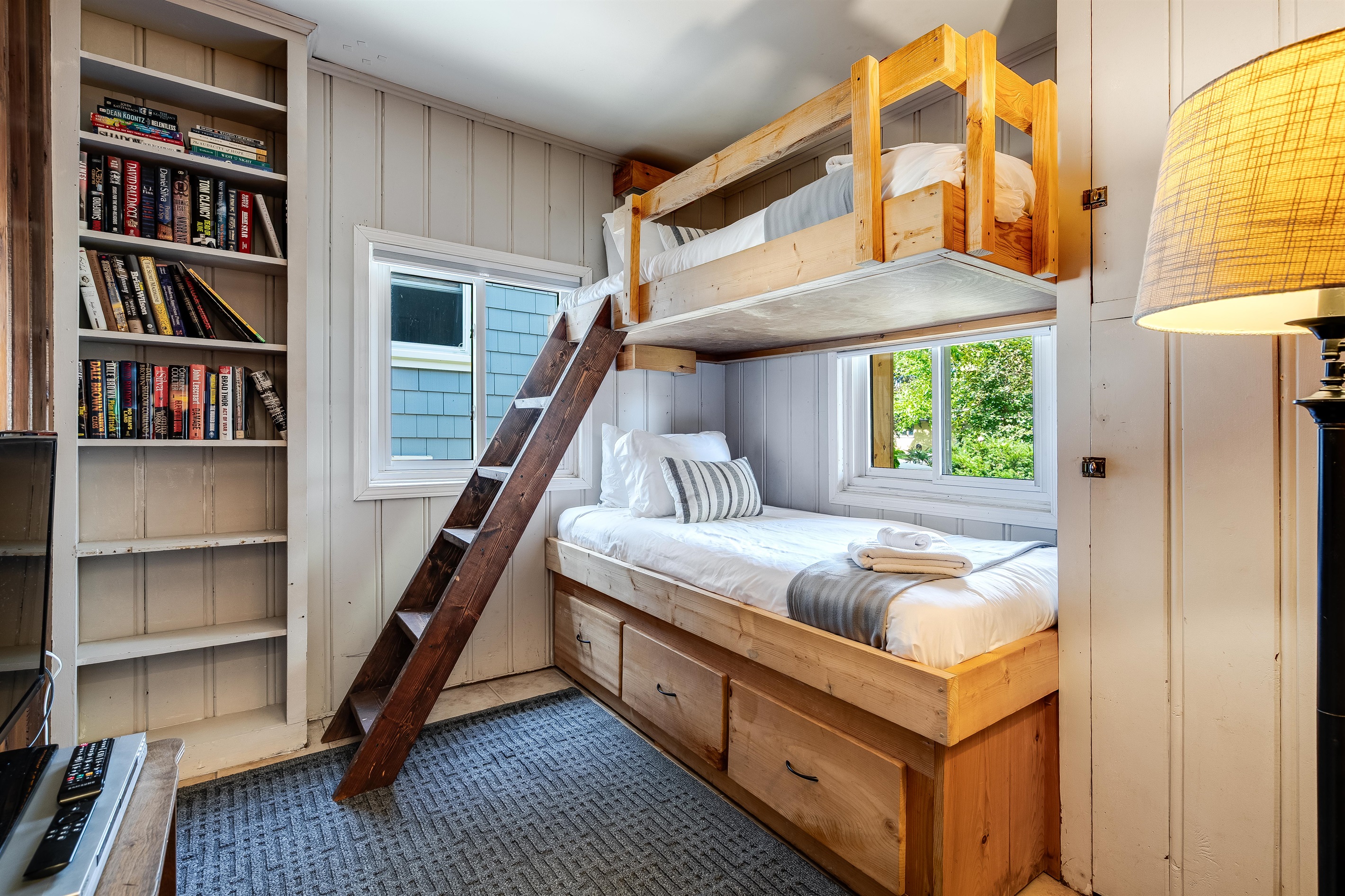 A playful bunk room that captures rustic charm.