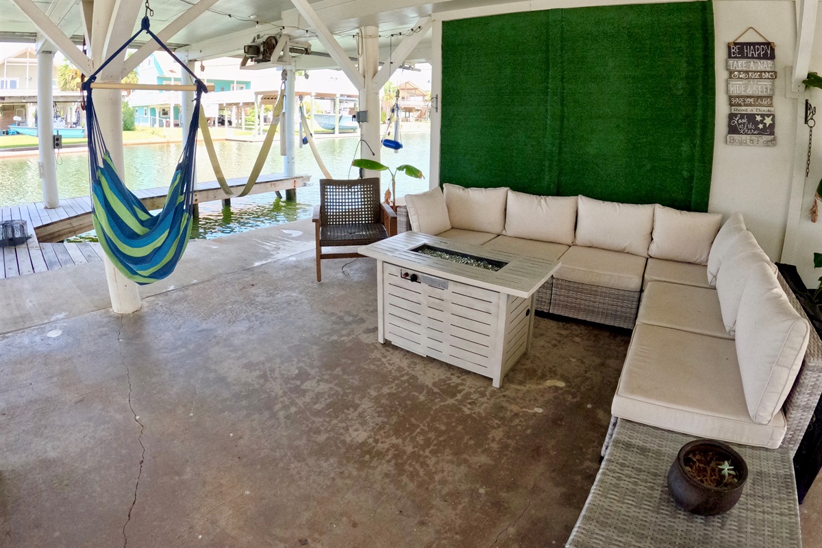 Hang out and listen to the water next to the fire 