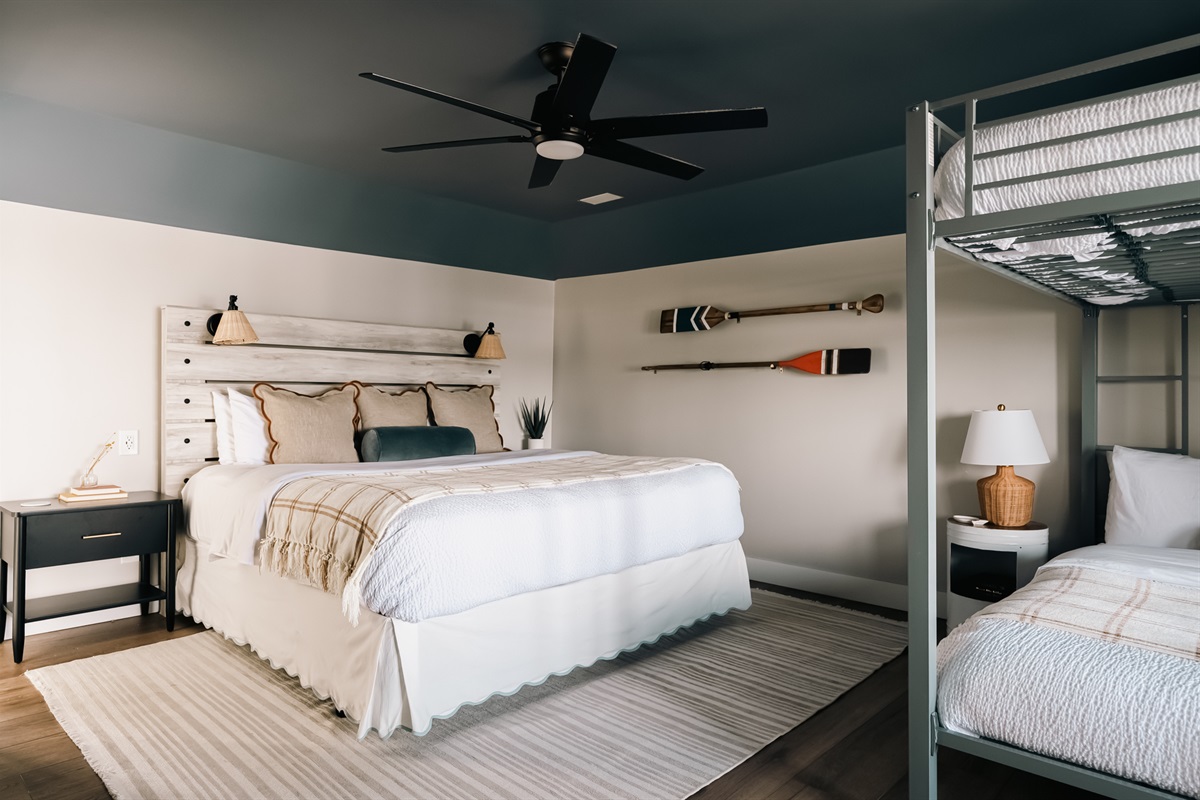 King bedroom with double bunk beds!