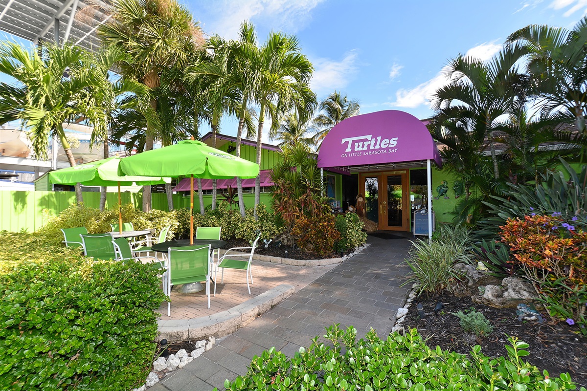 Turtles Restaurant on the Bay with indoor and outdoor seating and a great happy hour menu