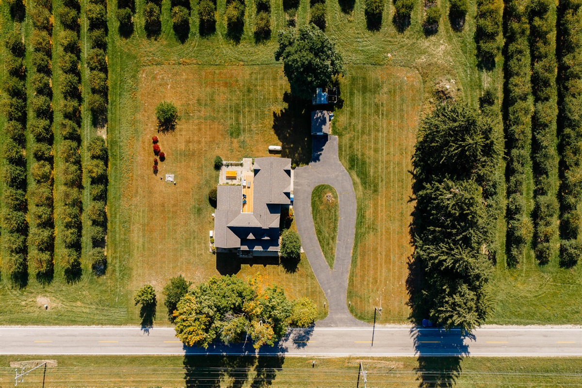 “Private home nestled among orchards