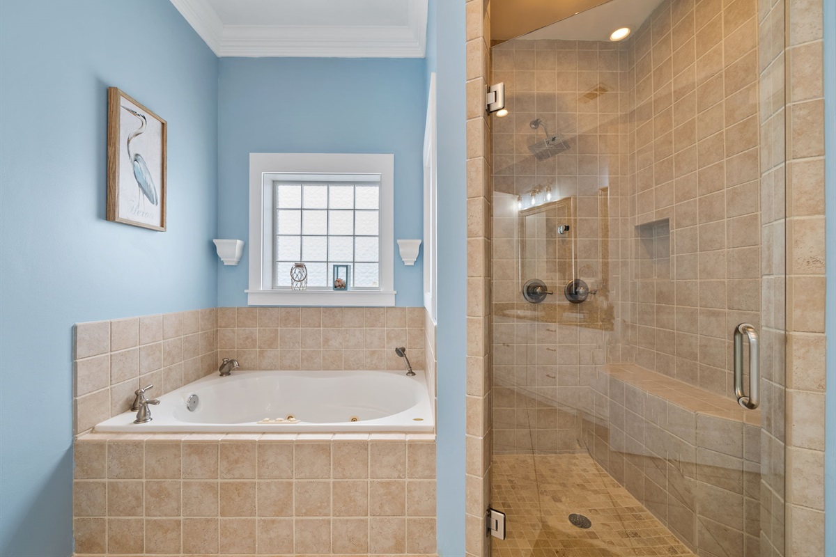 Spacious, spotless and all yours... Place to hang clothes in the Master bathroom cabinet