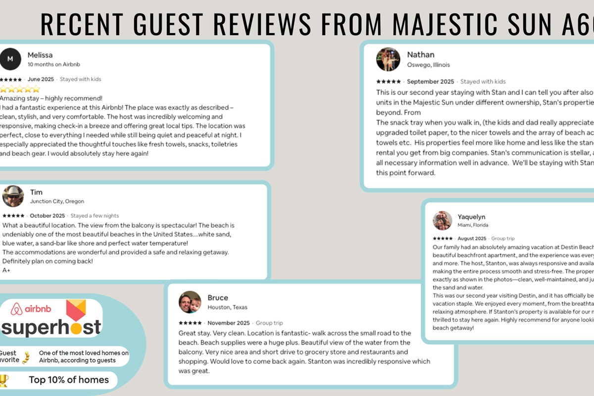 Recent reviews from happy guests show that you are in good hands!