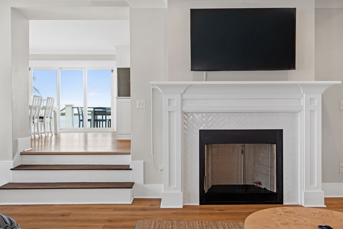 Elegant fireplace feature creates the perfect cozy setting for relaxing evenings indoors
