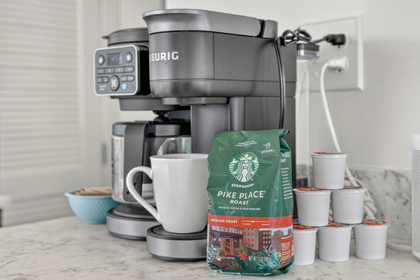 Coffee station ready for your morning brew before another relaxing day by the ocean.