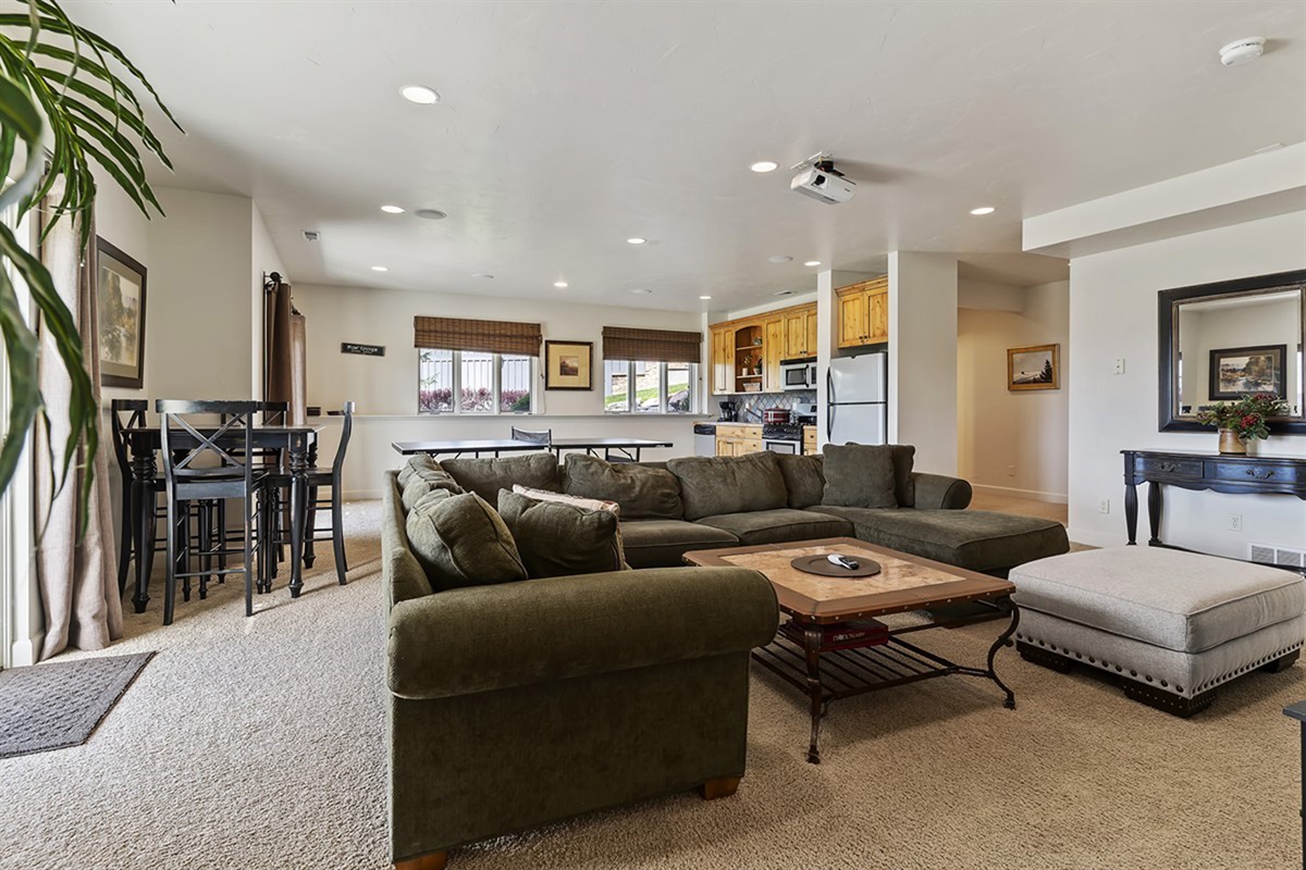 Entertain with ease in this versatile lower-level space