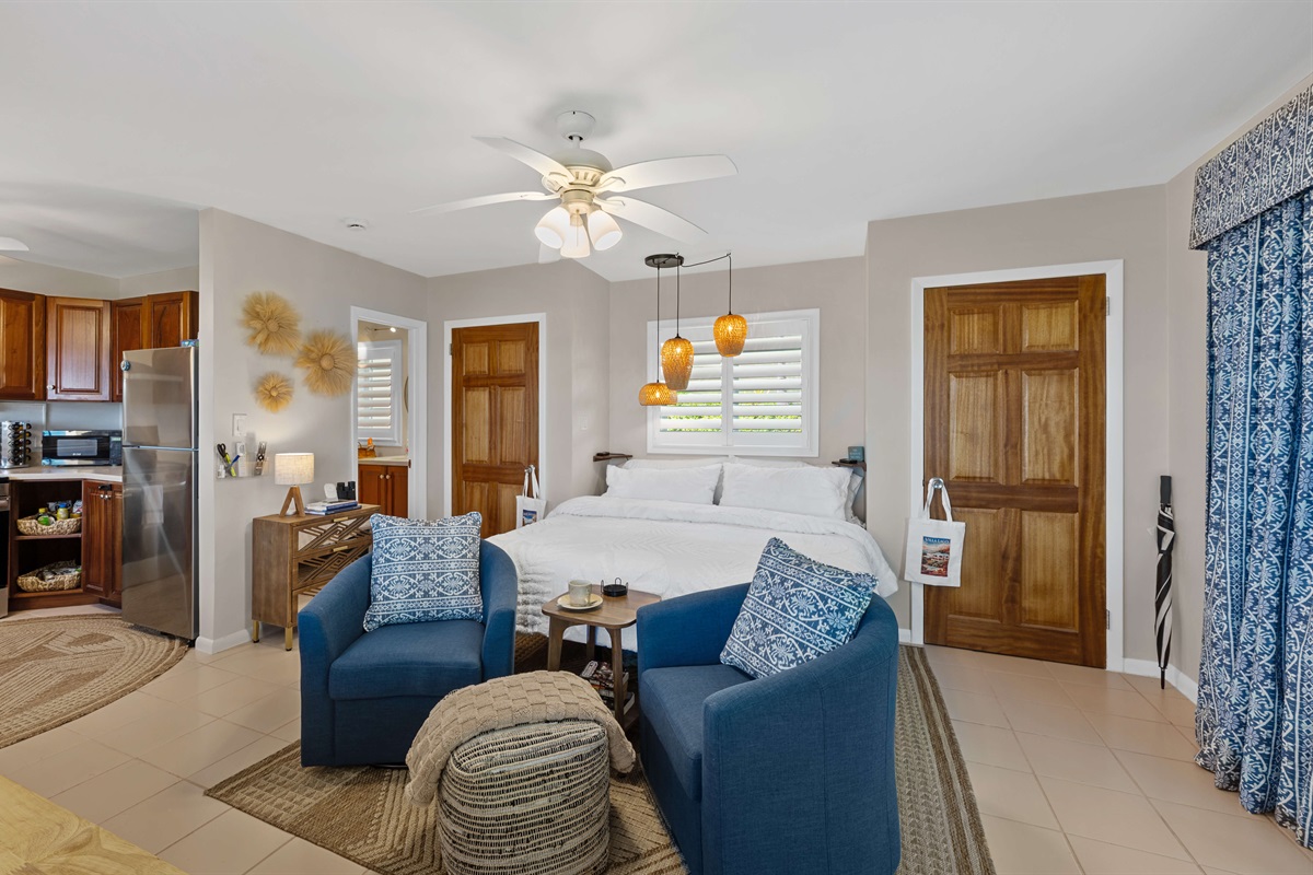 Comfortable seating to relax in at the end of the day