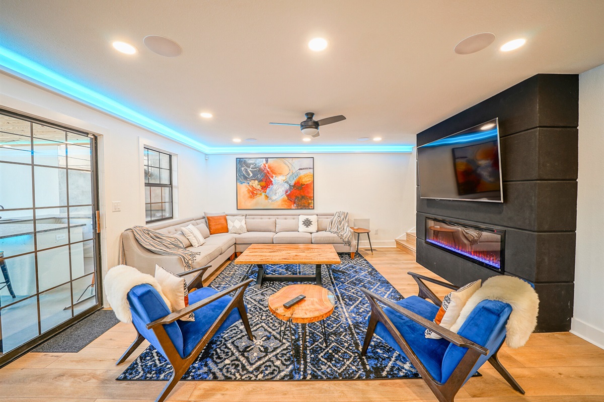 Game nights, movie marathons, or morning coffee — this living space brings cozy luxury and togetherness to the forefront.