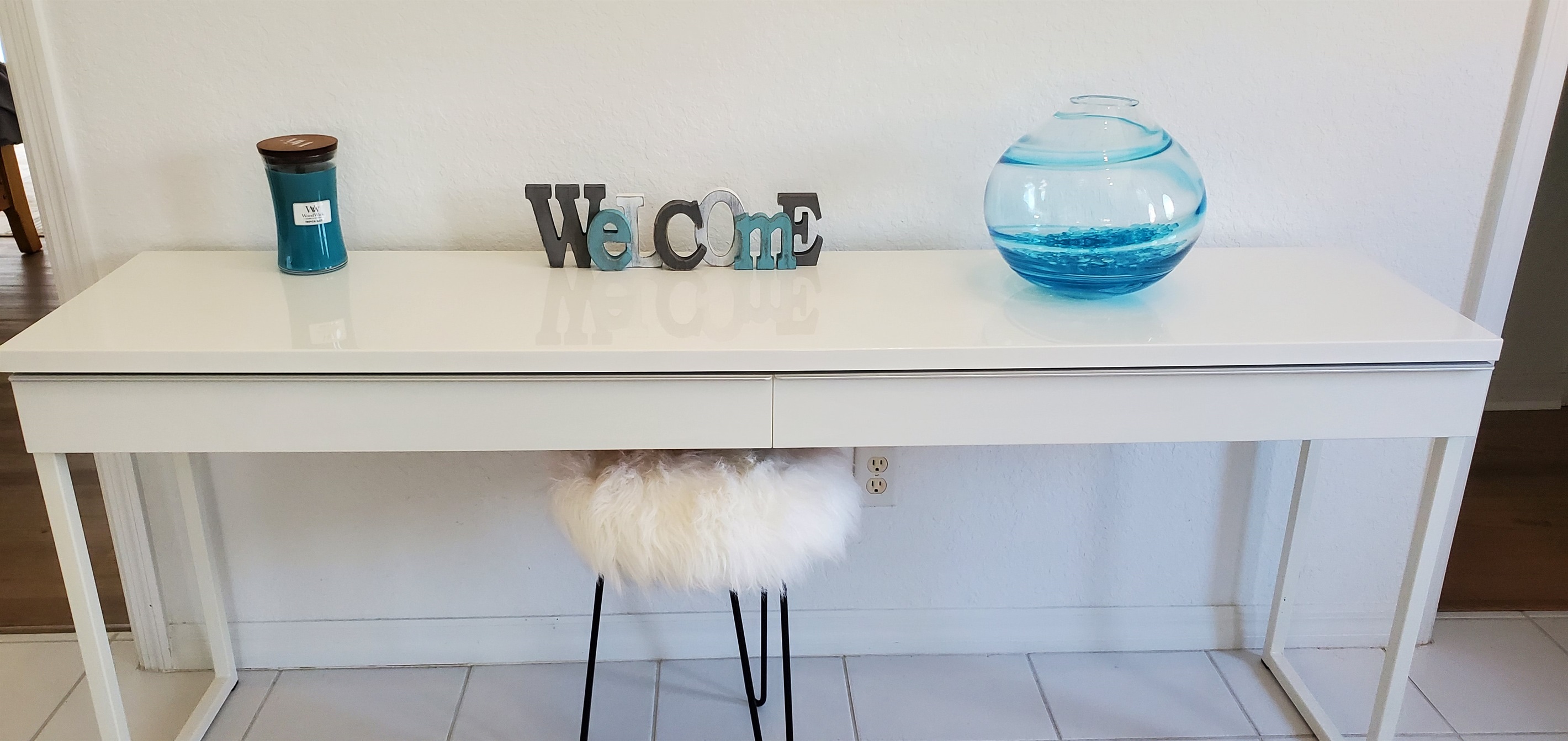 Welcome table inside front door