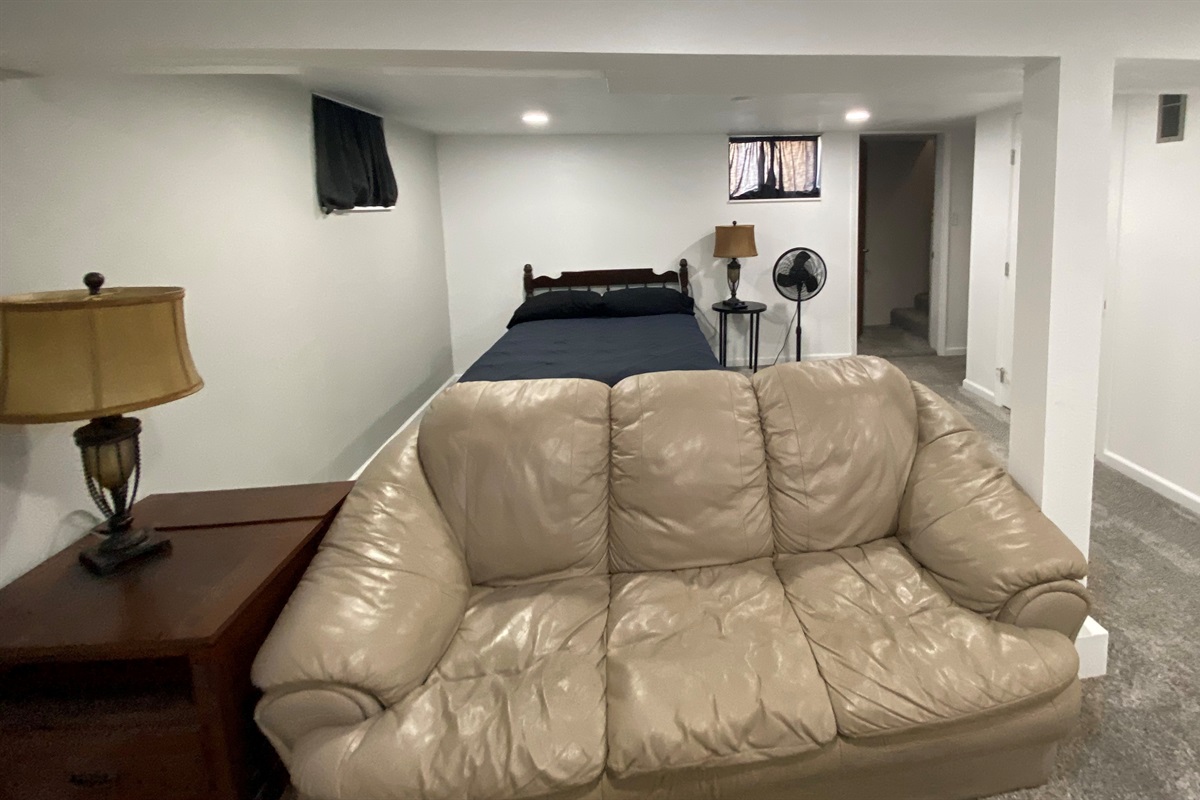 Basement TV Space and Bed