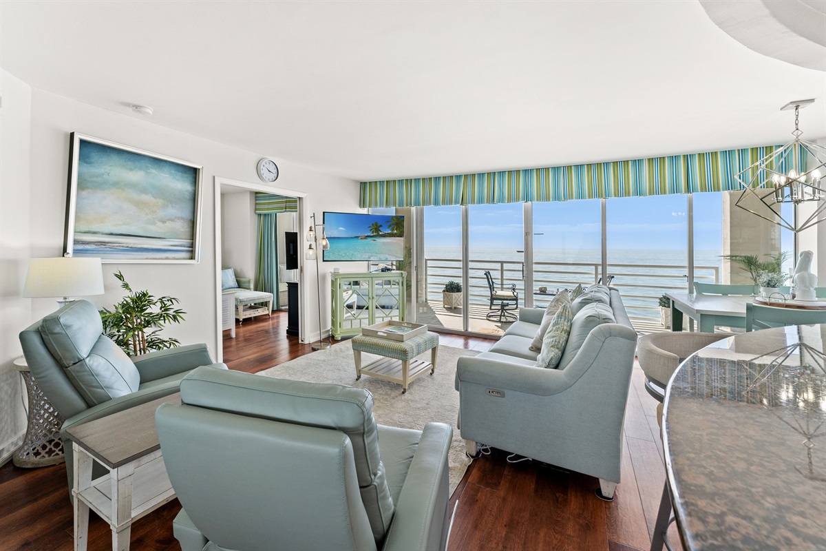 Oceanfront Living Room are with windows and view everywhere.