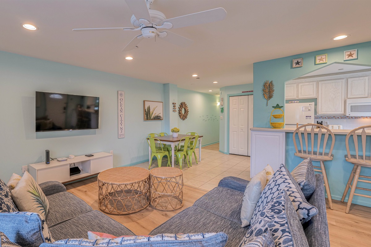 Comfy living room area with plush seating
