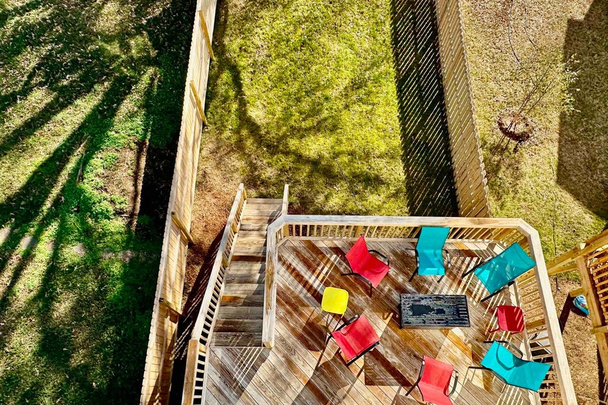 The patio is a wonderful sunny space to gather