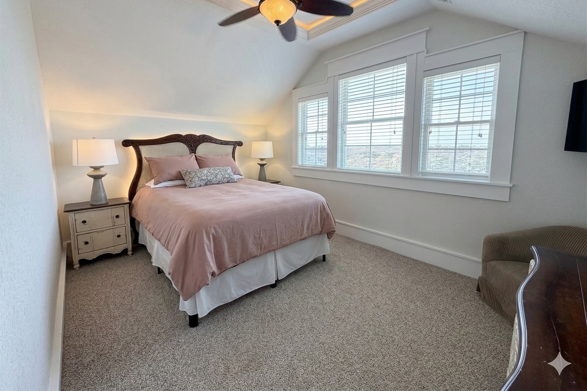 Bedroom 13 — Charming Suite with Teal Headboard & Cozy Atmosphere | The Mark Twain Oceanfront Estate, Outer Banks