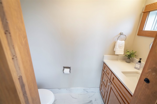 Half bath attached to office
