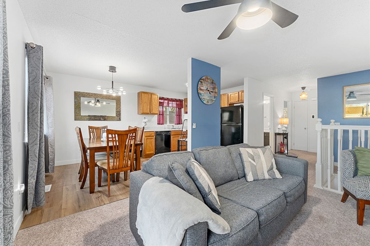 Main level. Living Room, Kitchen, Dining Room, Main Bath Room. 