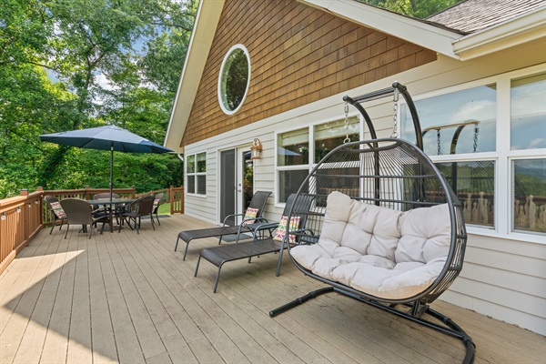 Deck - New Luxury 3-Seat Adirondack Glider now replaces Egg Chair