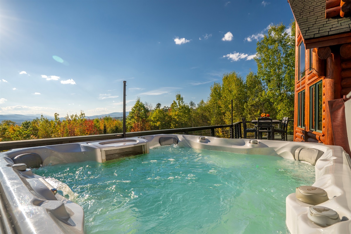 Soak and relax in your private hot tub after a day of adventure.