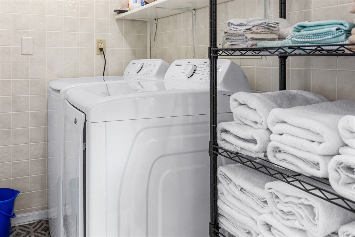Keep things simple with a dedicated laundry space that makes longer stays feel effortless.