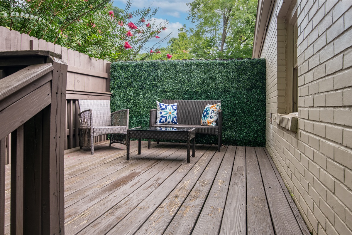 Private outdoor area with seating — a peaceful spot for morning coffee or evening wind-downs. 