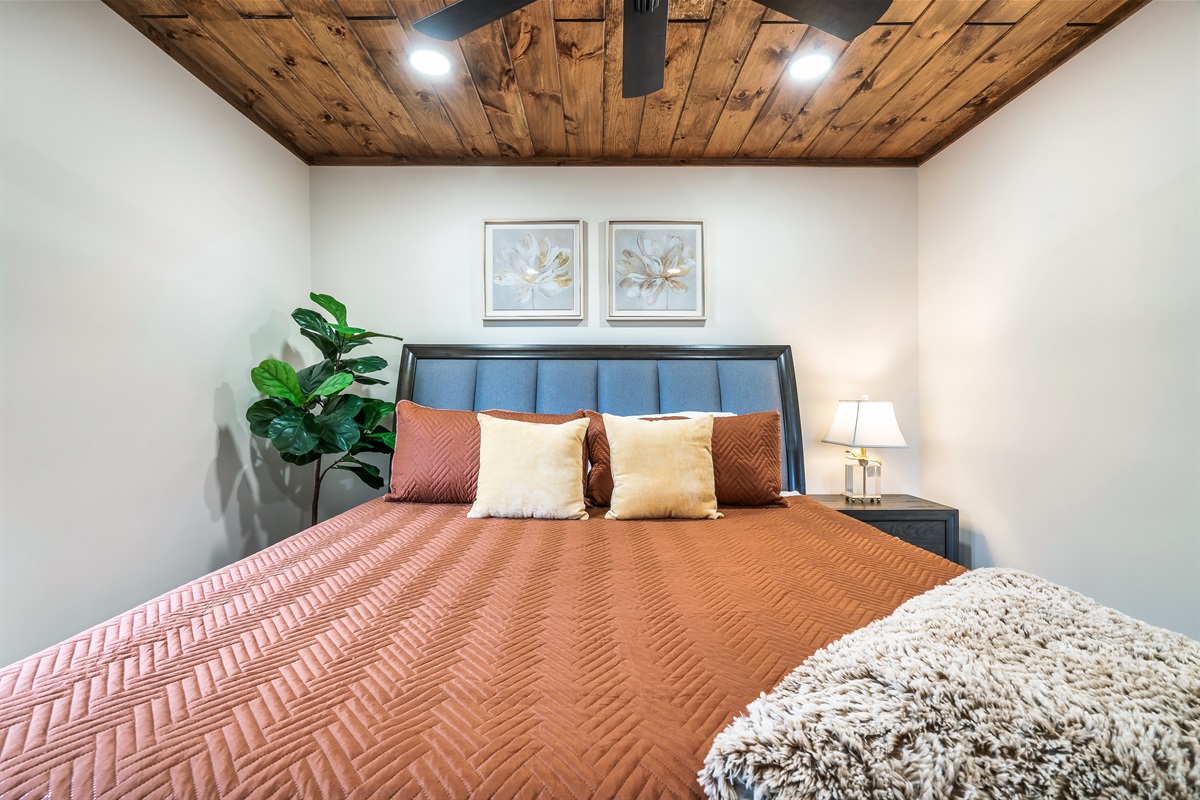 Simple and cozy sleeping space.