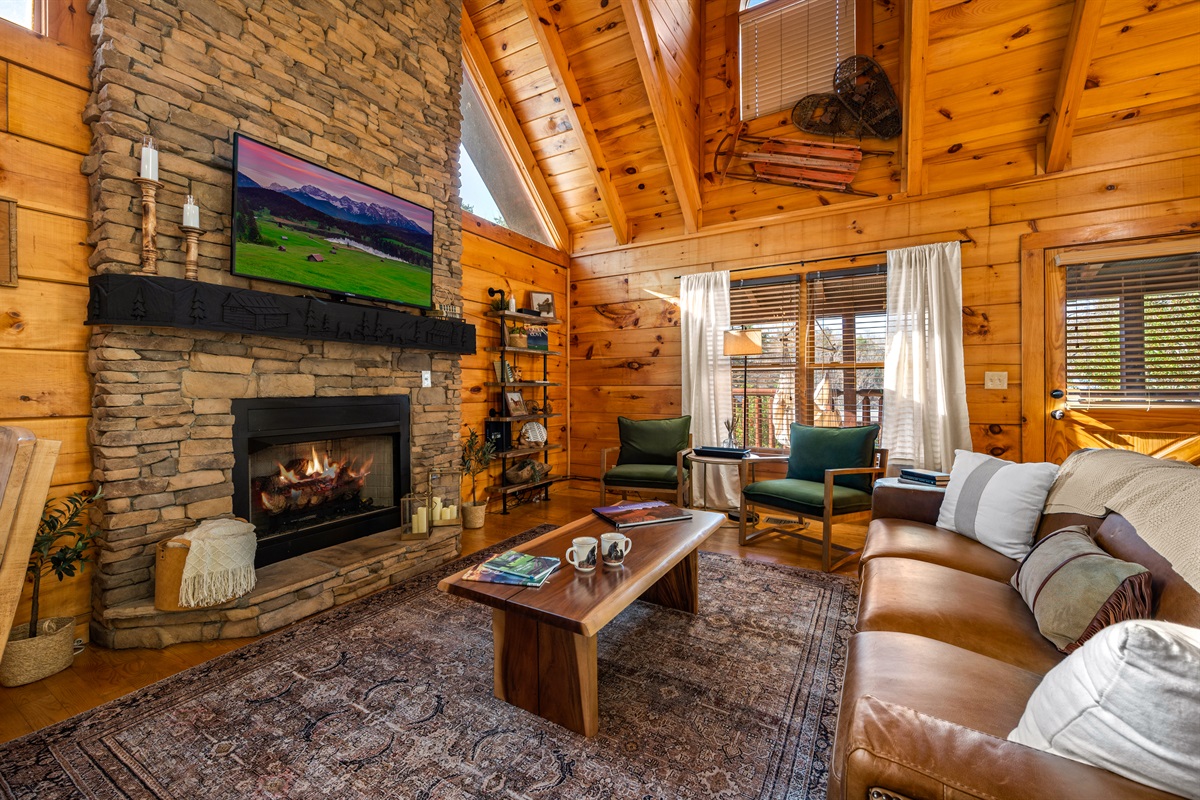 A warm and inviting gathering space where everyone can unwind after a day of adventure.