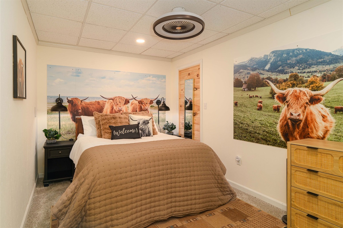 Highland Cow Bedroom — Charming farmhouse vibes with warm, earthy tones.