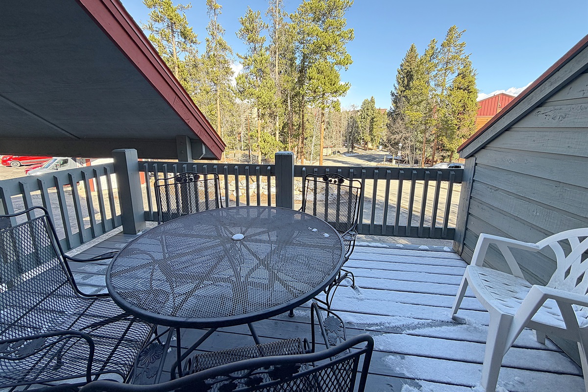 Largest of the three balconies, with outdoor dining.
