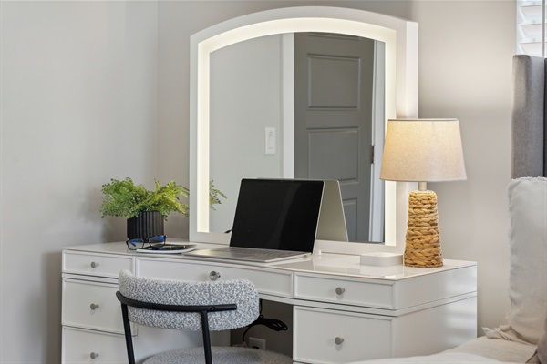 From makeup to meetings, this space adapts to your needs with ease.